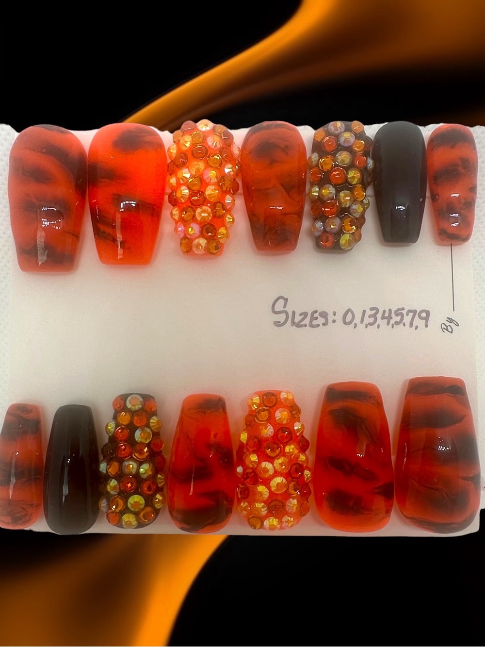Handmade Custom Press On Nails Medium Length Coffin Shape Fall Halloween Nails